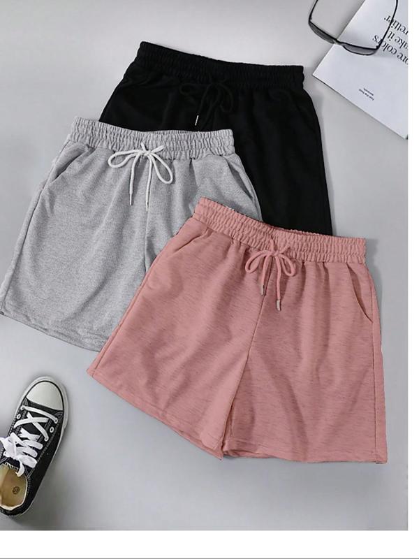 Women’s Plus Size Solid Drawstring Waist Shorts – Lightweight Casual Shorts for Running, Gym, Yoga & Everyday Comfort