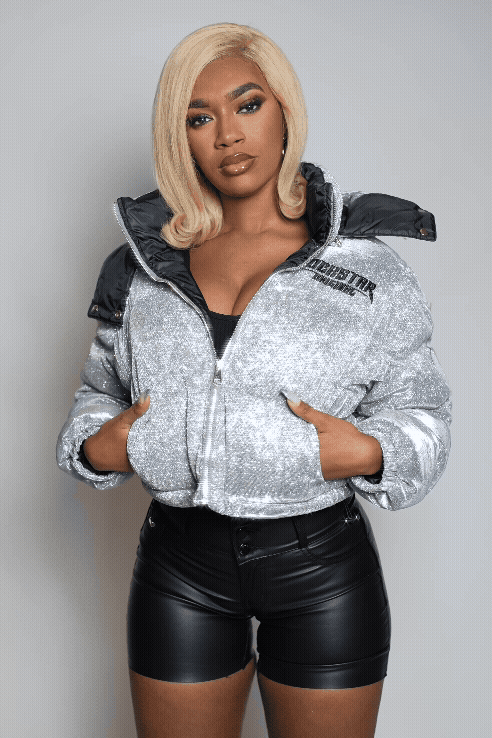 Meranda Silver Glitter Puffer Jacket