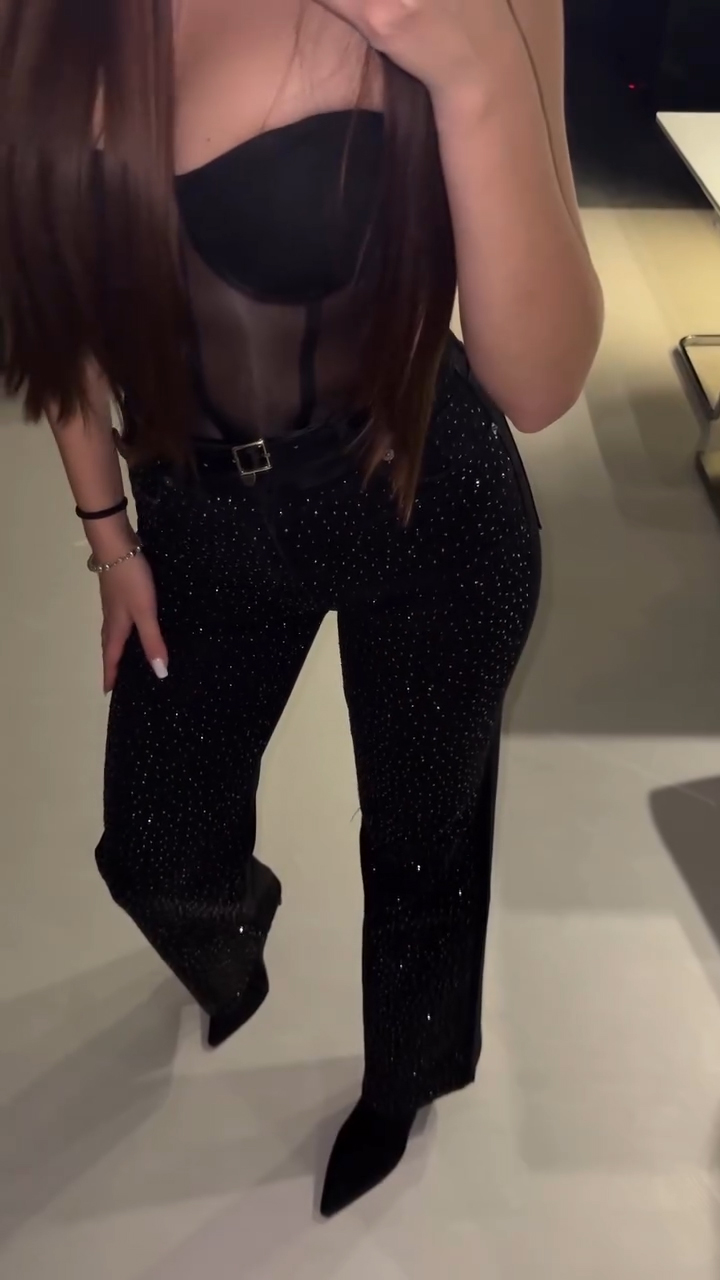 Women Hot Stamping Rhinestone Casual Pants