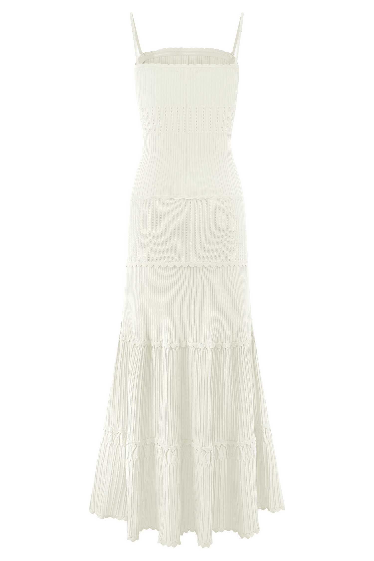 Ivory Pointelle Knit Maxi Dress