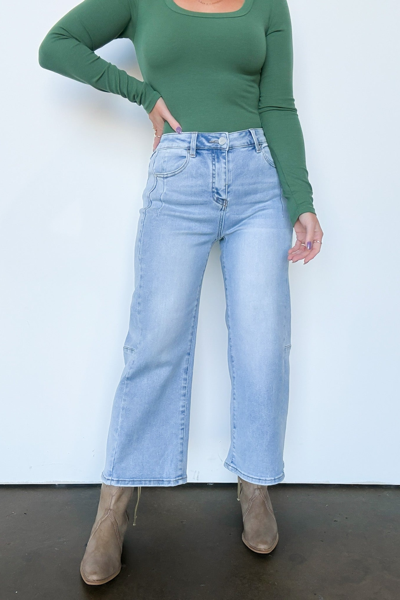 Crop Wide Leg Seam Detail Jeans
