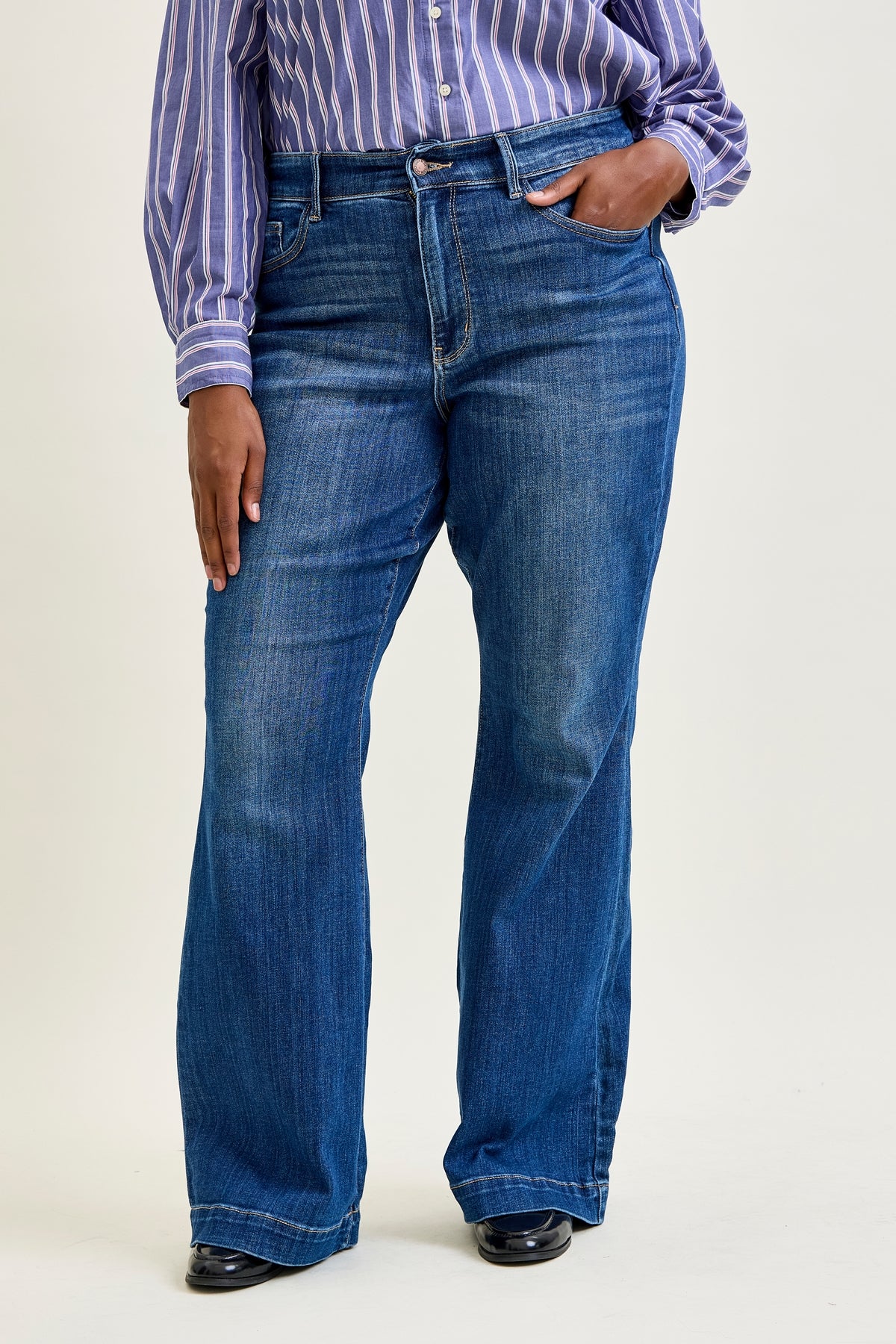 Penny Wide Hem Flare Jeans - PLUS