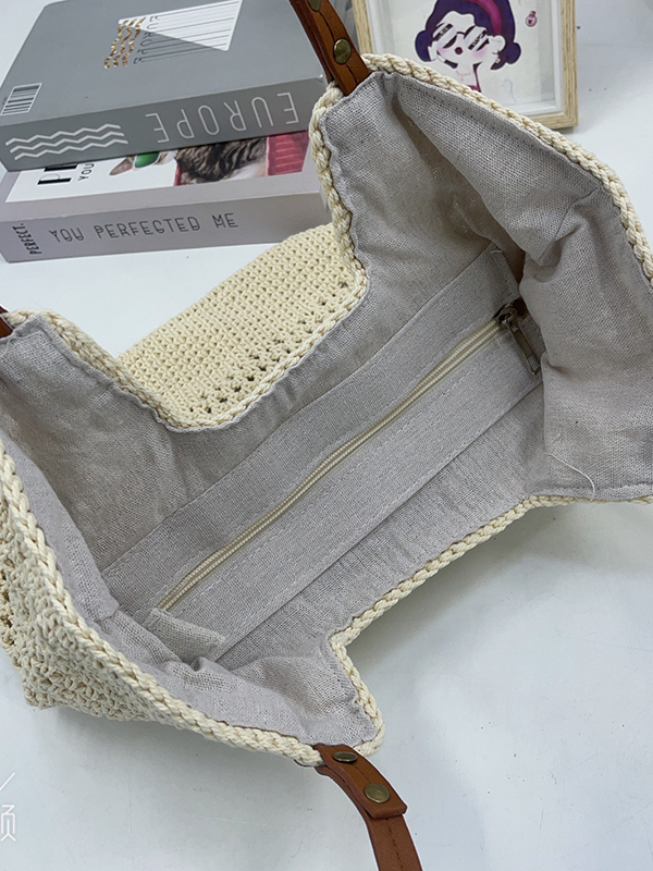 Split-Joint Woven Zipper Handbags Bags