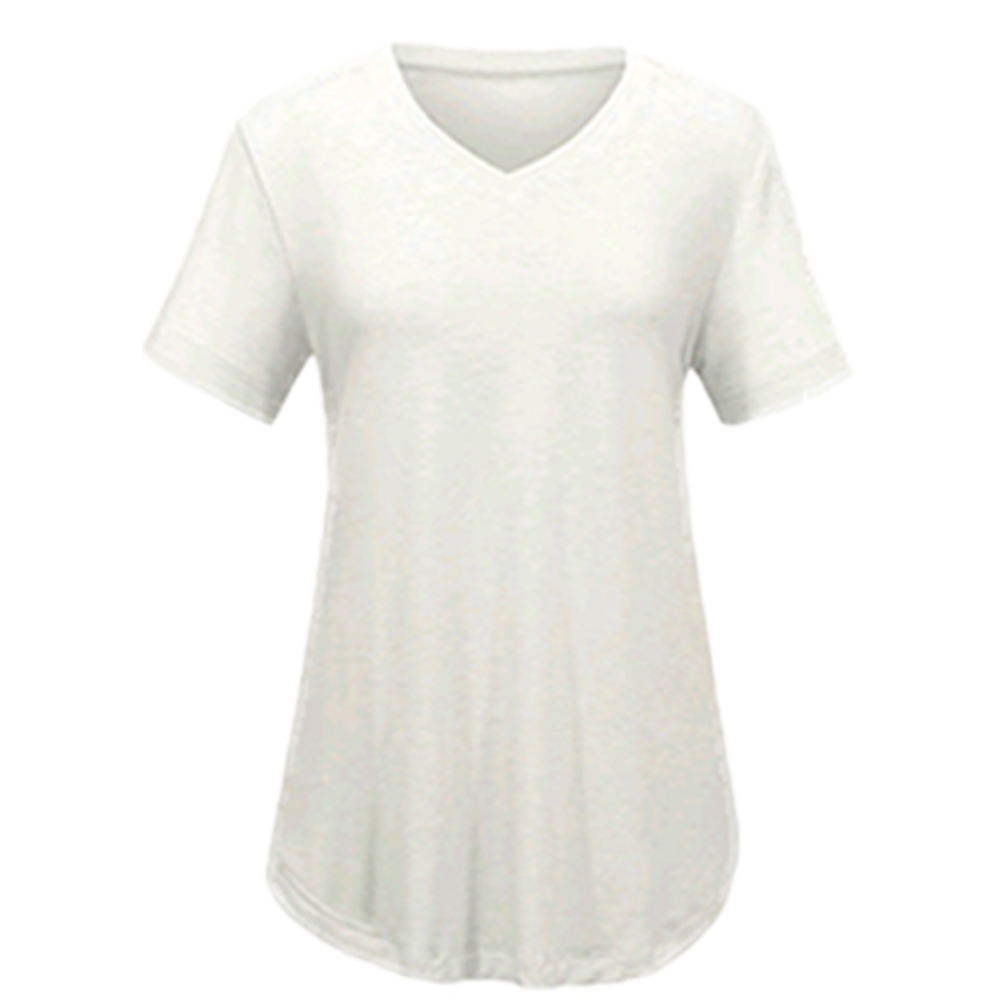 Short Sleeve Shirts for Women Casual V-Neck Plain Tees - Set of 8, Various Color Combinations, Curved Hem Comfort Womenswear