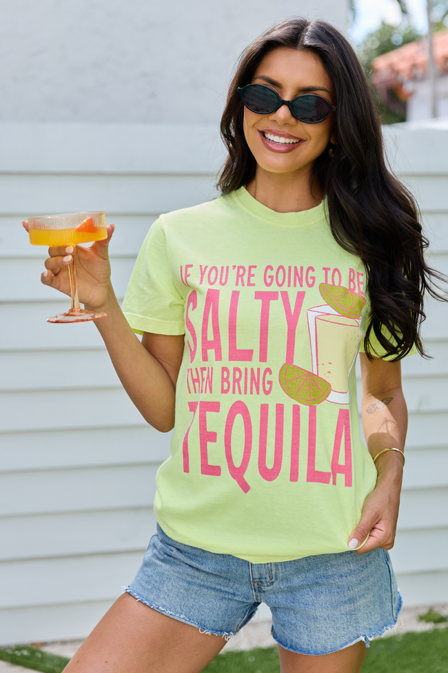 Be Salty Bring Tequila Neon Yellow Graphic Tee