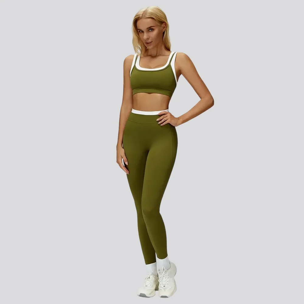 Women's Two-Piece Colorblock Yoga Set