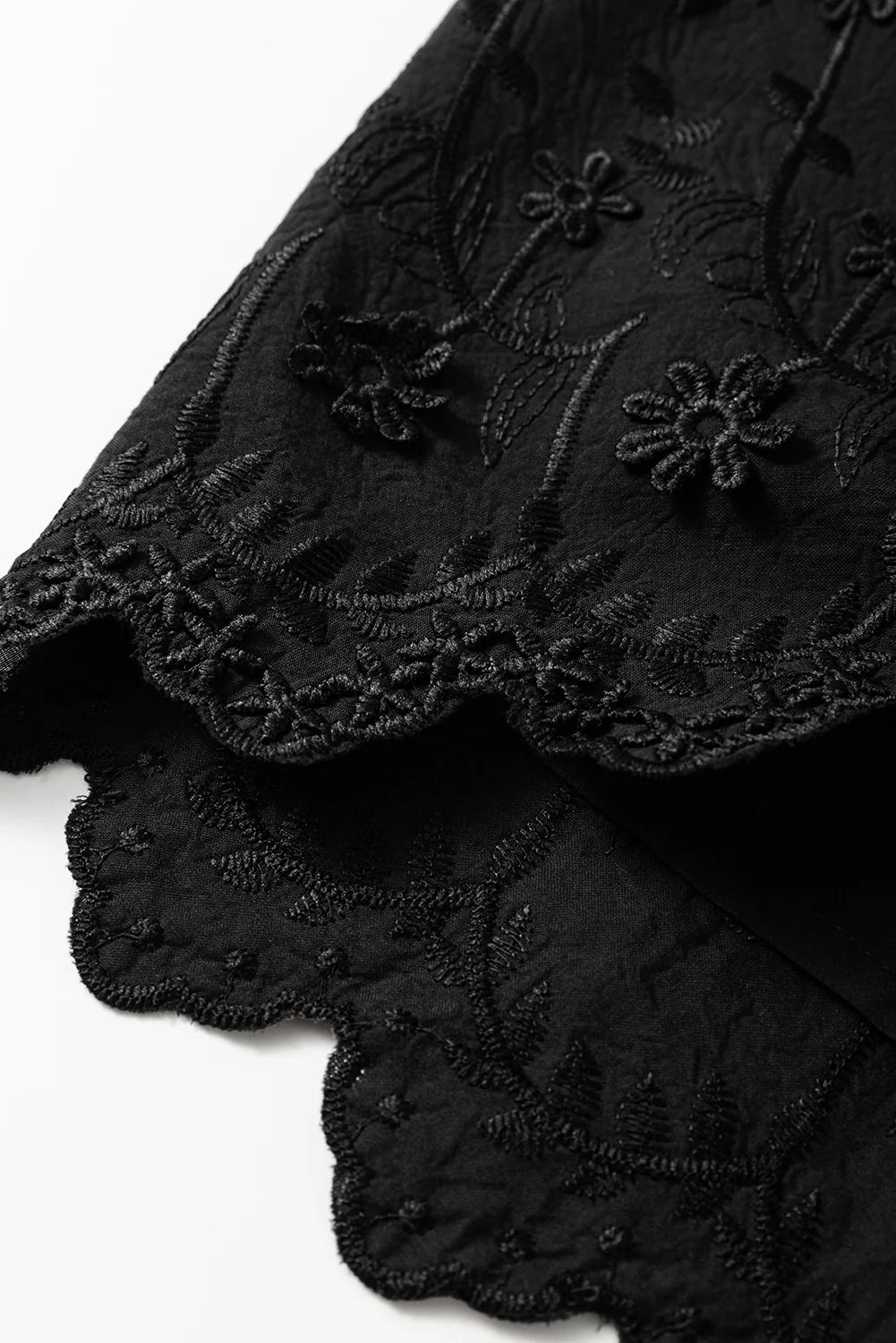 Floral Embroidered Buttoned Square Neck Tank Top