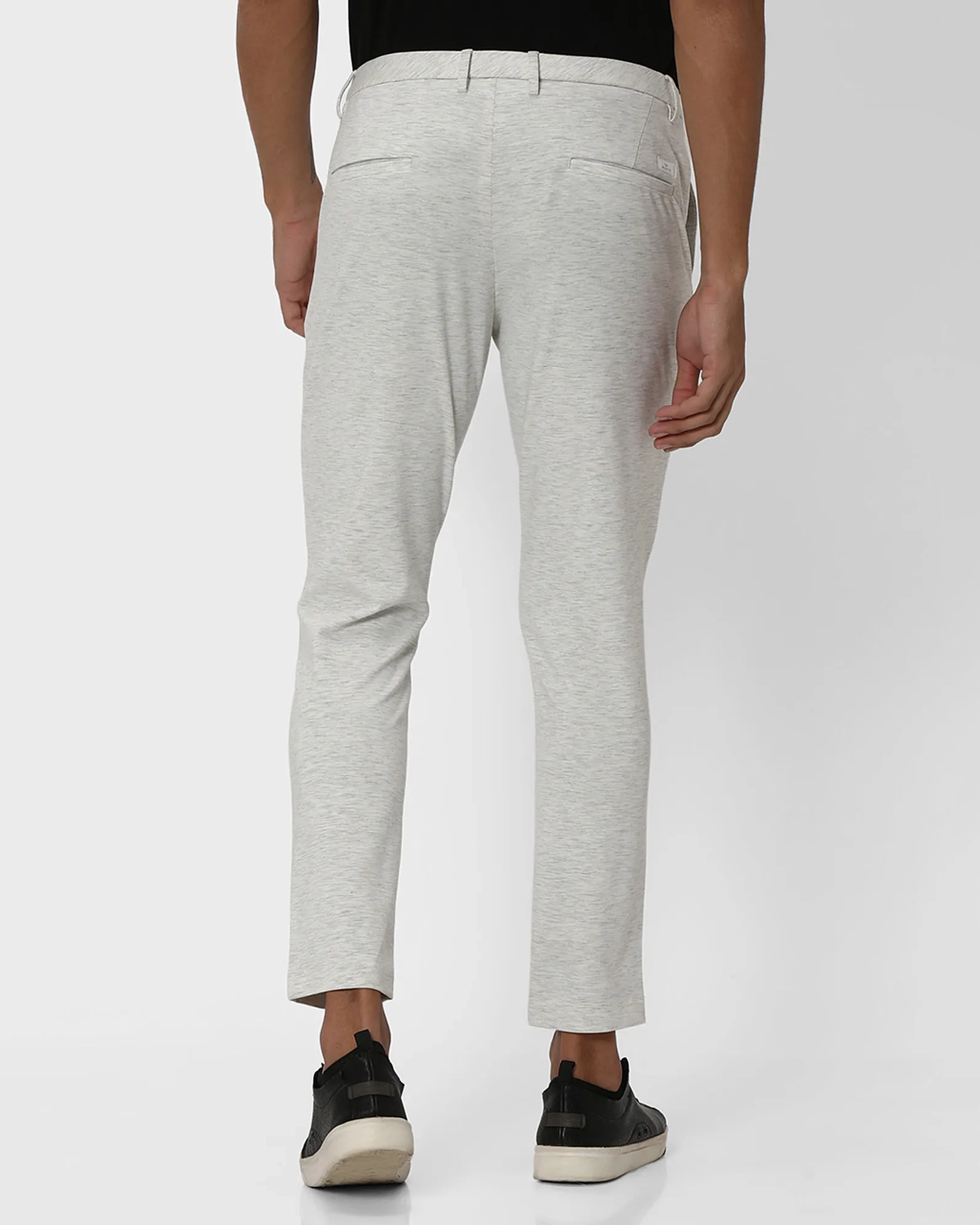 Classic Versatile Slim-Fit Straight-Leg Light Grey Trousers