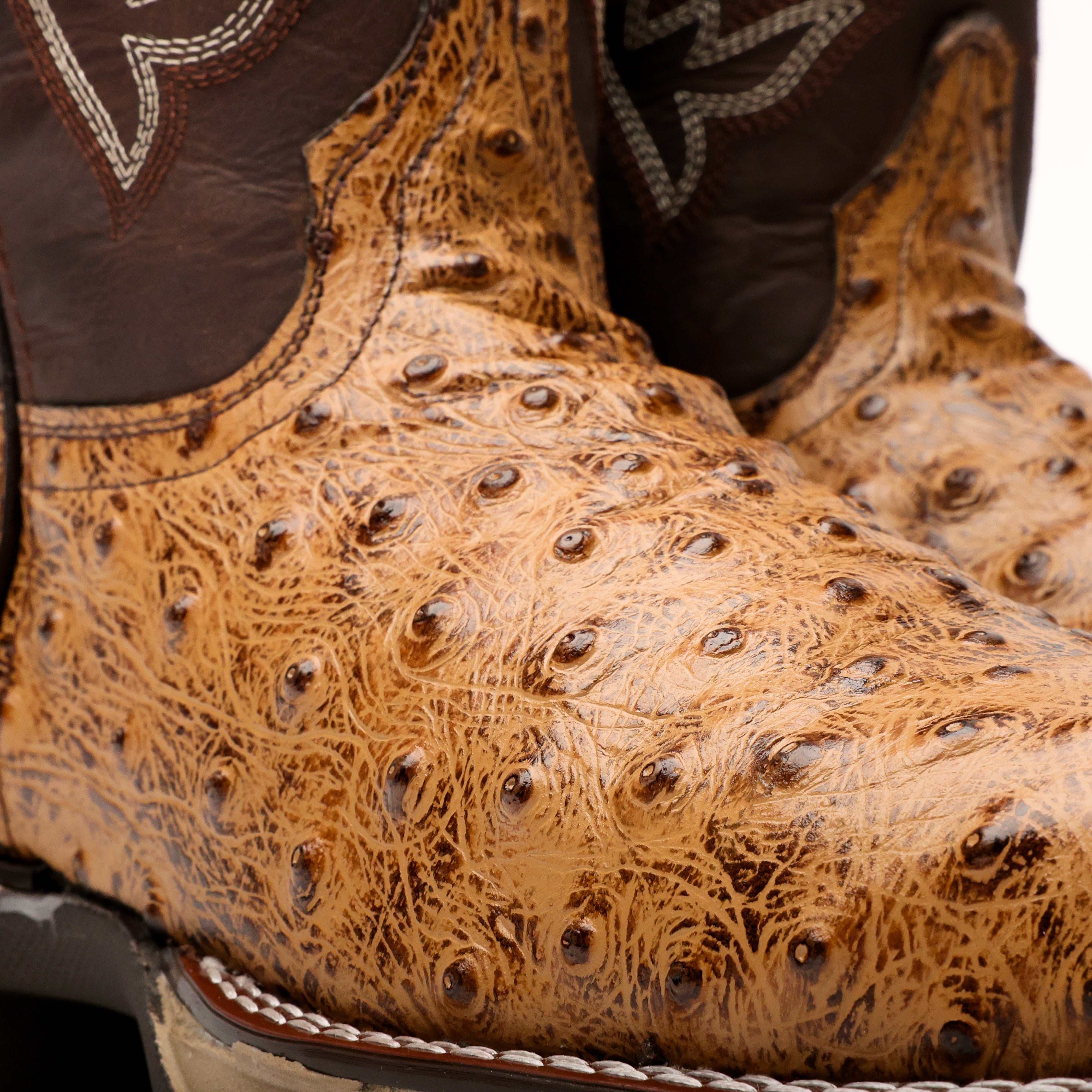 Light Honey Ostrich Leather Boots With 3D Lightweight Sole - Composite Toe