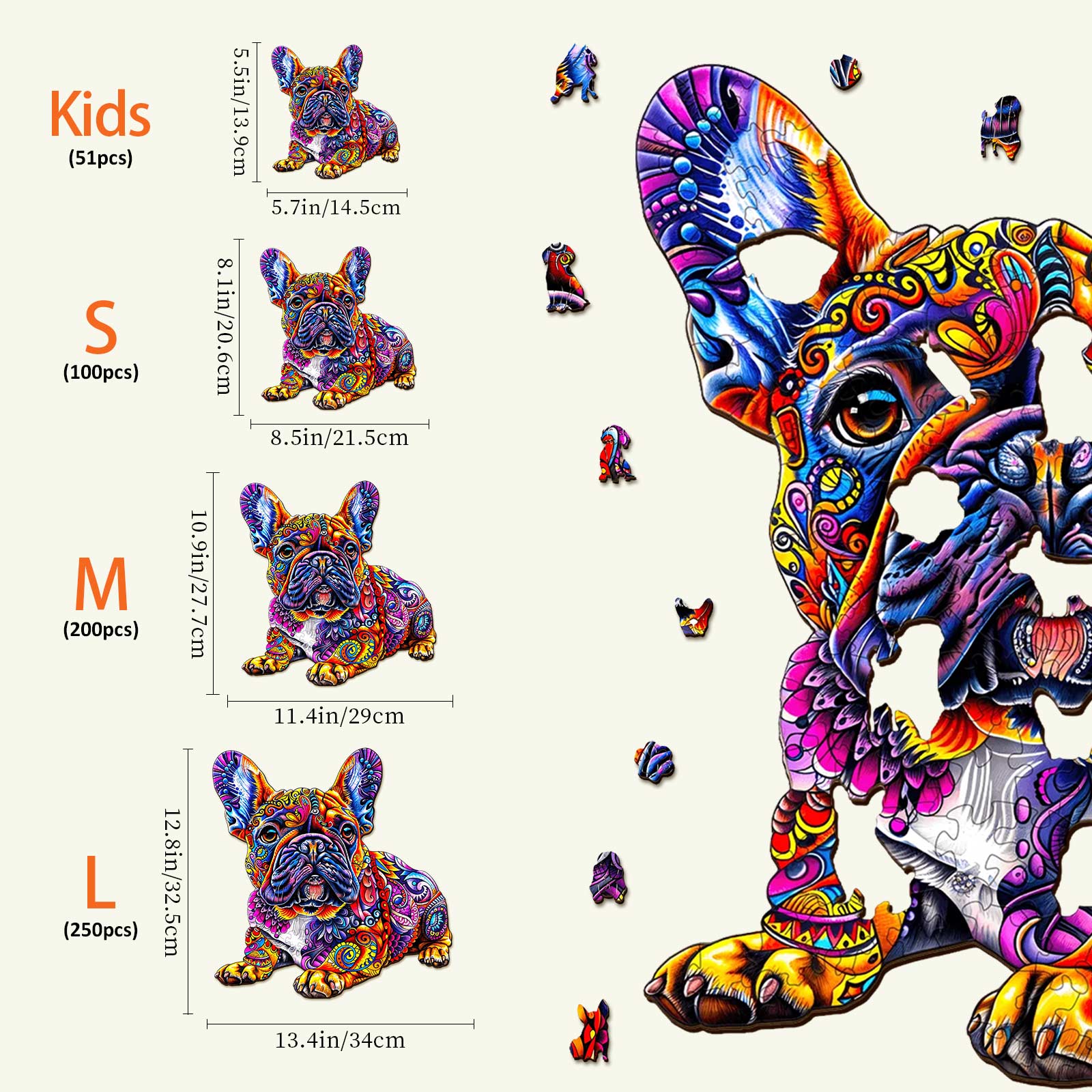 French Bulldog-2 Wooden Jigsaw Puzzle