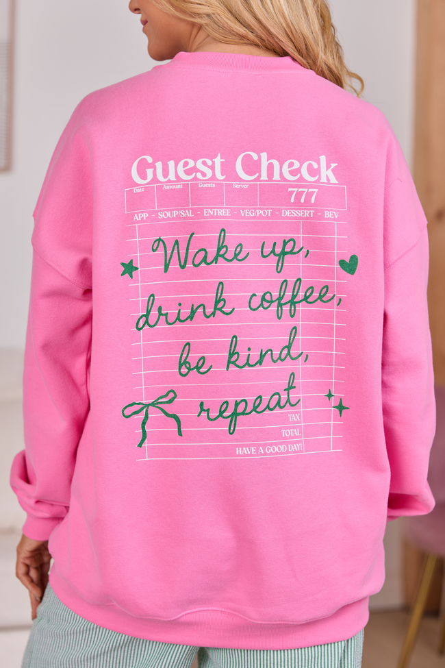 Bow Guest Check Pink Graphic Sweatshirt