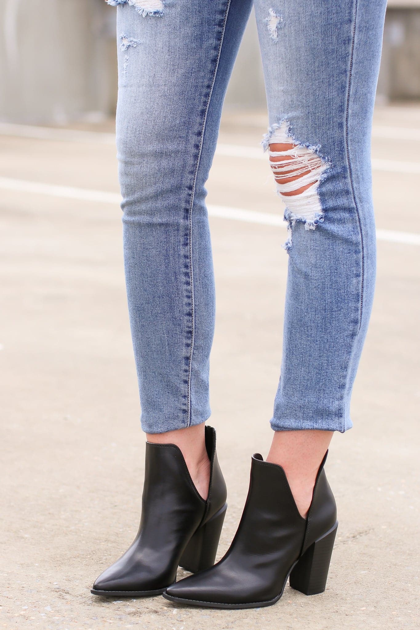 Side Cutout Heeled Bootie
