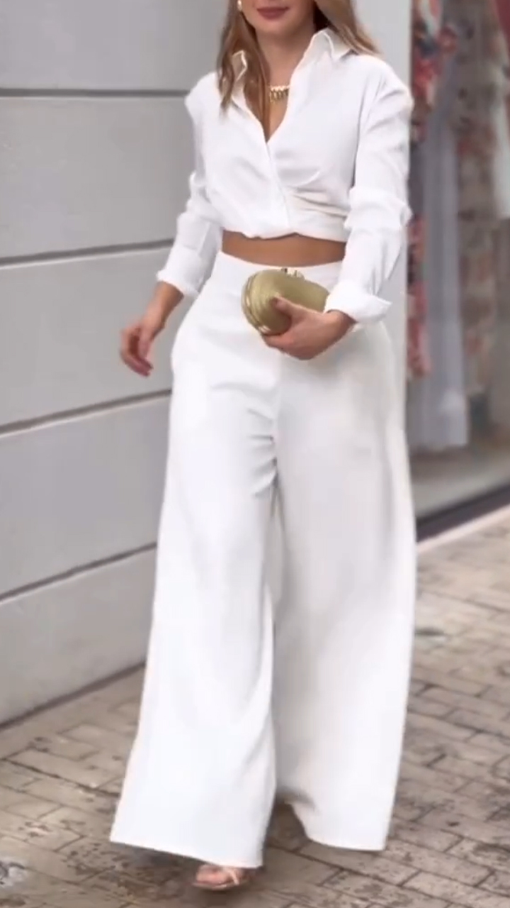 Women's Lapel Solid Color Casual Suit