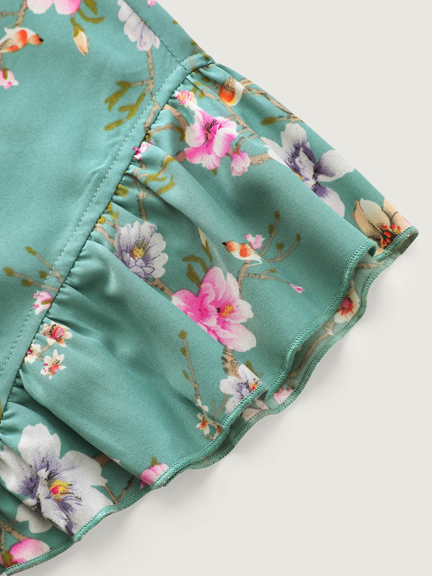 Playful Floral Print Flutter Sleeve Maxi Dress