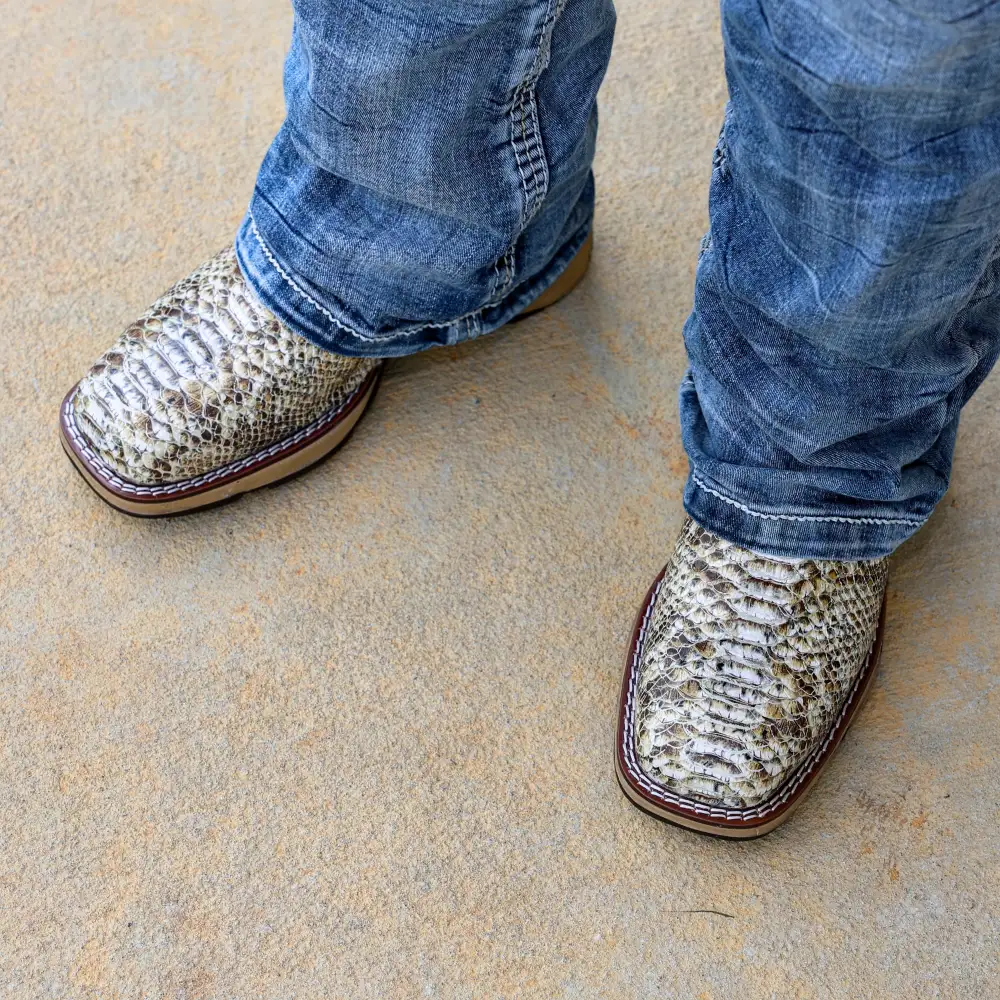 Natural Python Leather Boots With 3D Lightweight Sole - Composite Toe