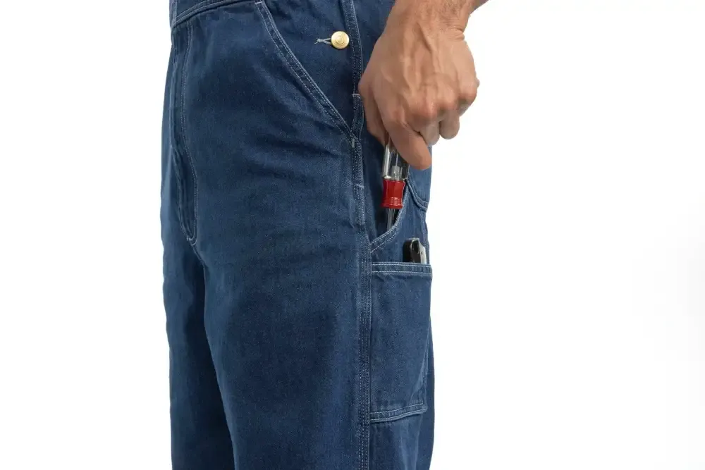 Men's Denim Bib Overalls, Workwear with Adjustable Straps and Convenient Tool Pockets