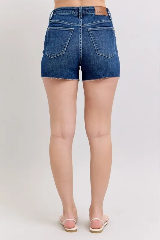 High Waist Criss-Cross Waistband Denim Shorts