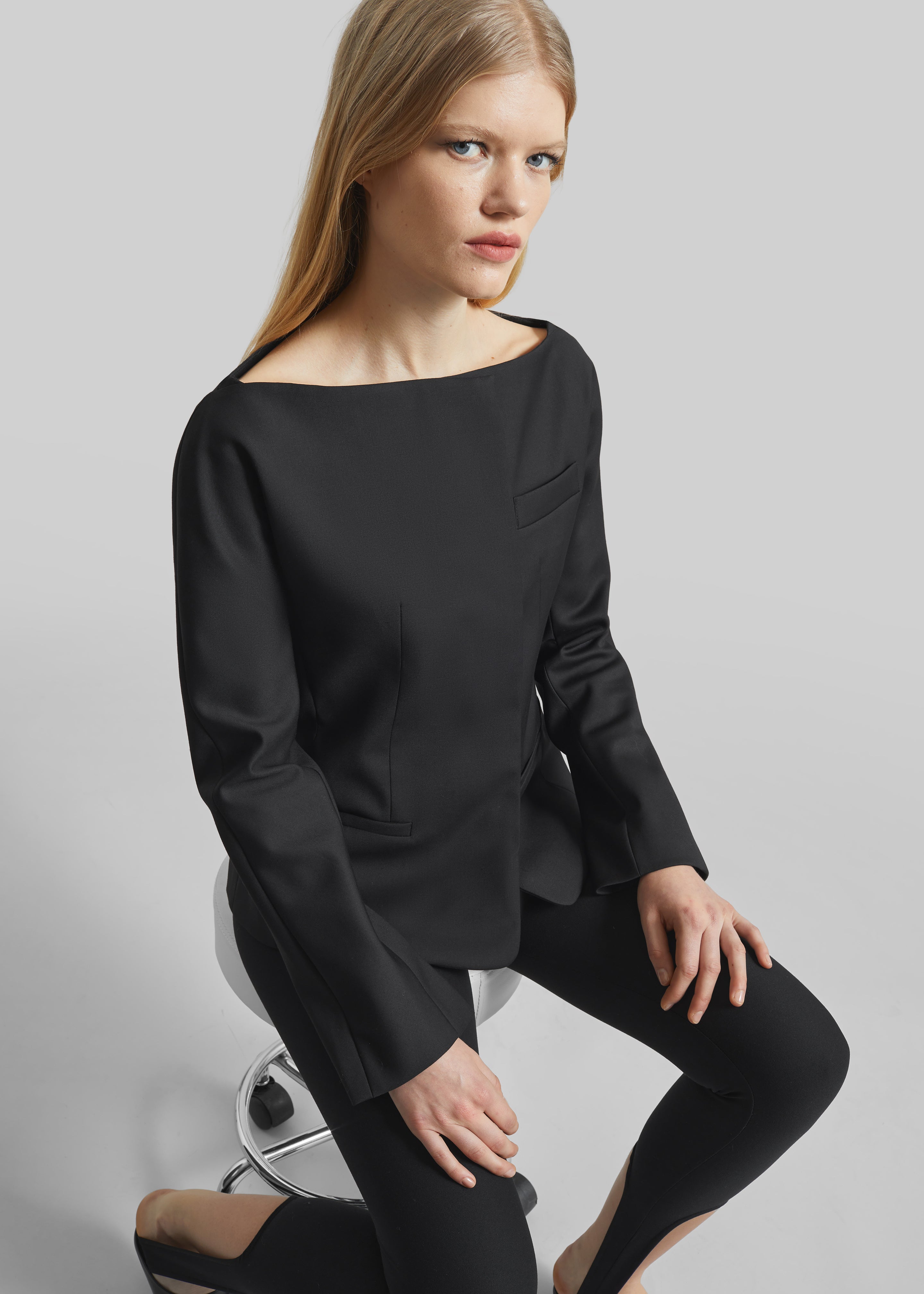 Troense Boatneck Tailored Blazer - Black