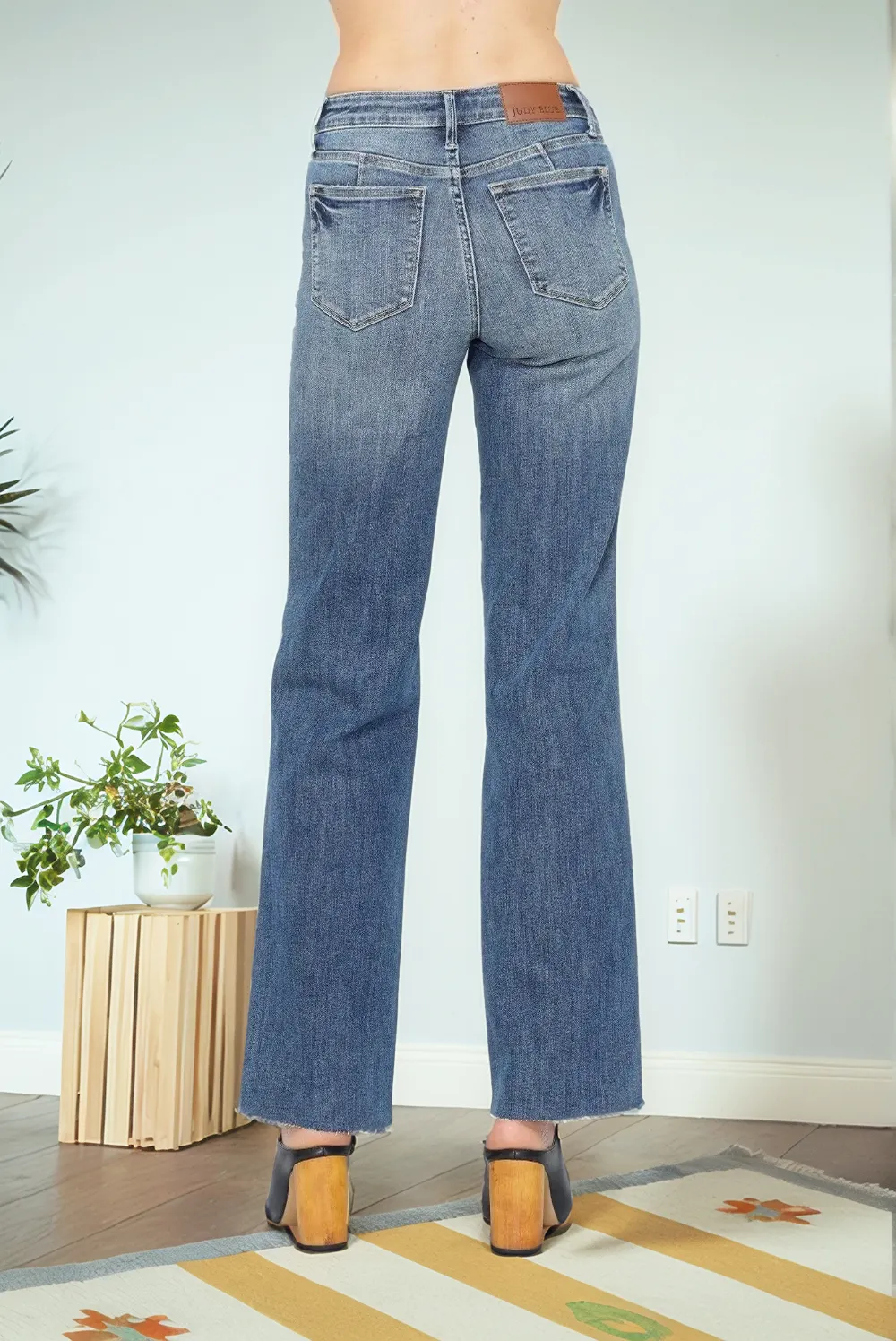 Blue Full Size Tummy Control Straight Jeans