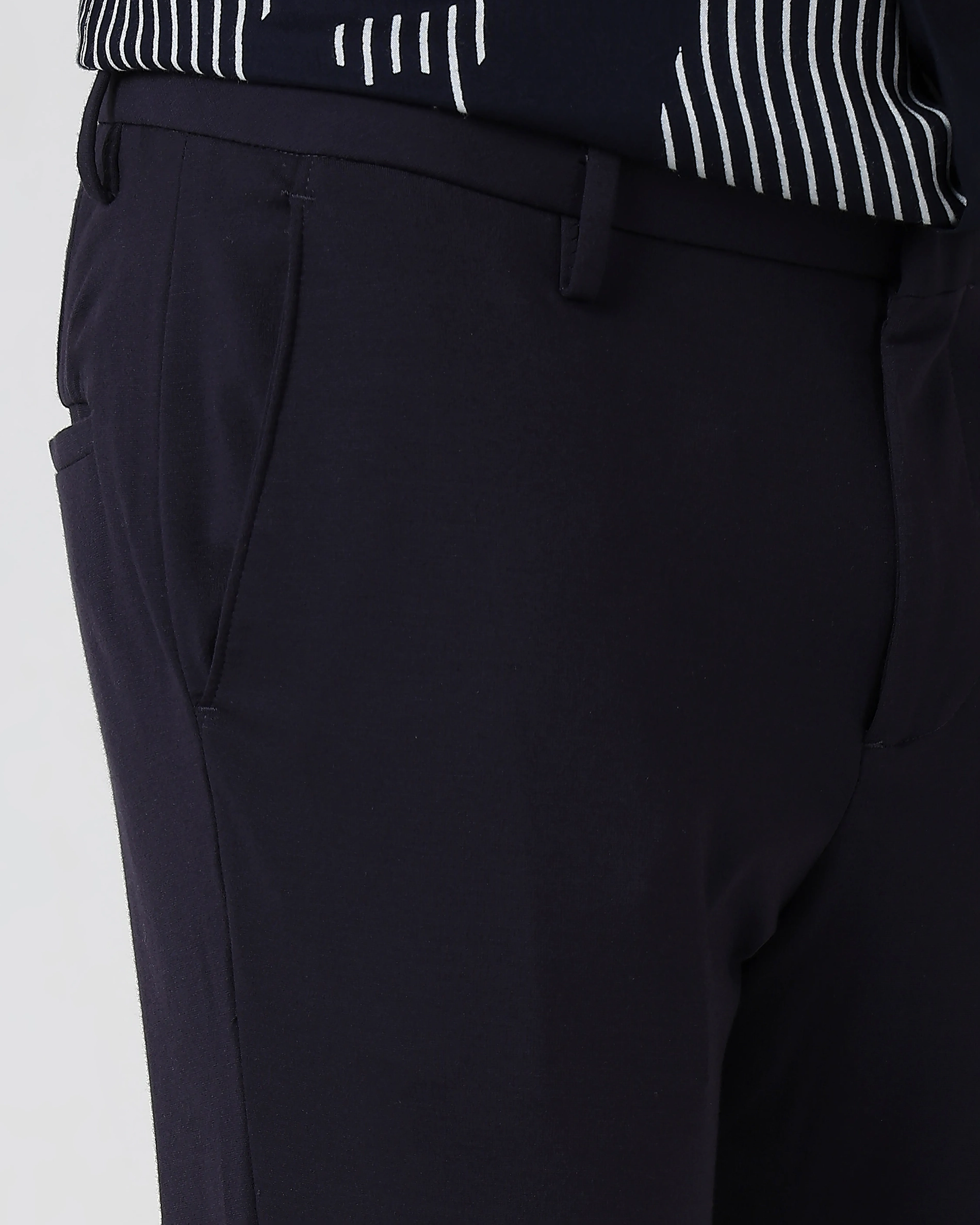 Classic Versatile Soft Slim-Fit Straight-Leg Navy Trousers