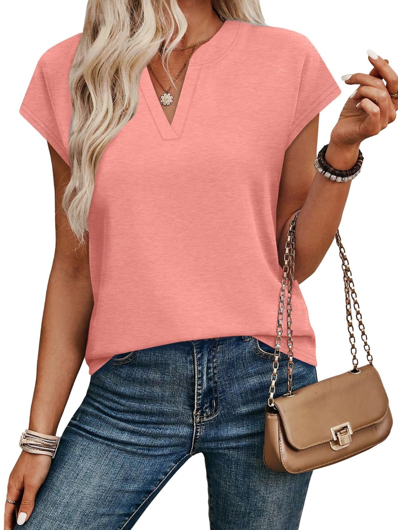 Notched Short Sleeve T-Shirt