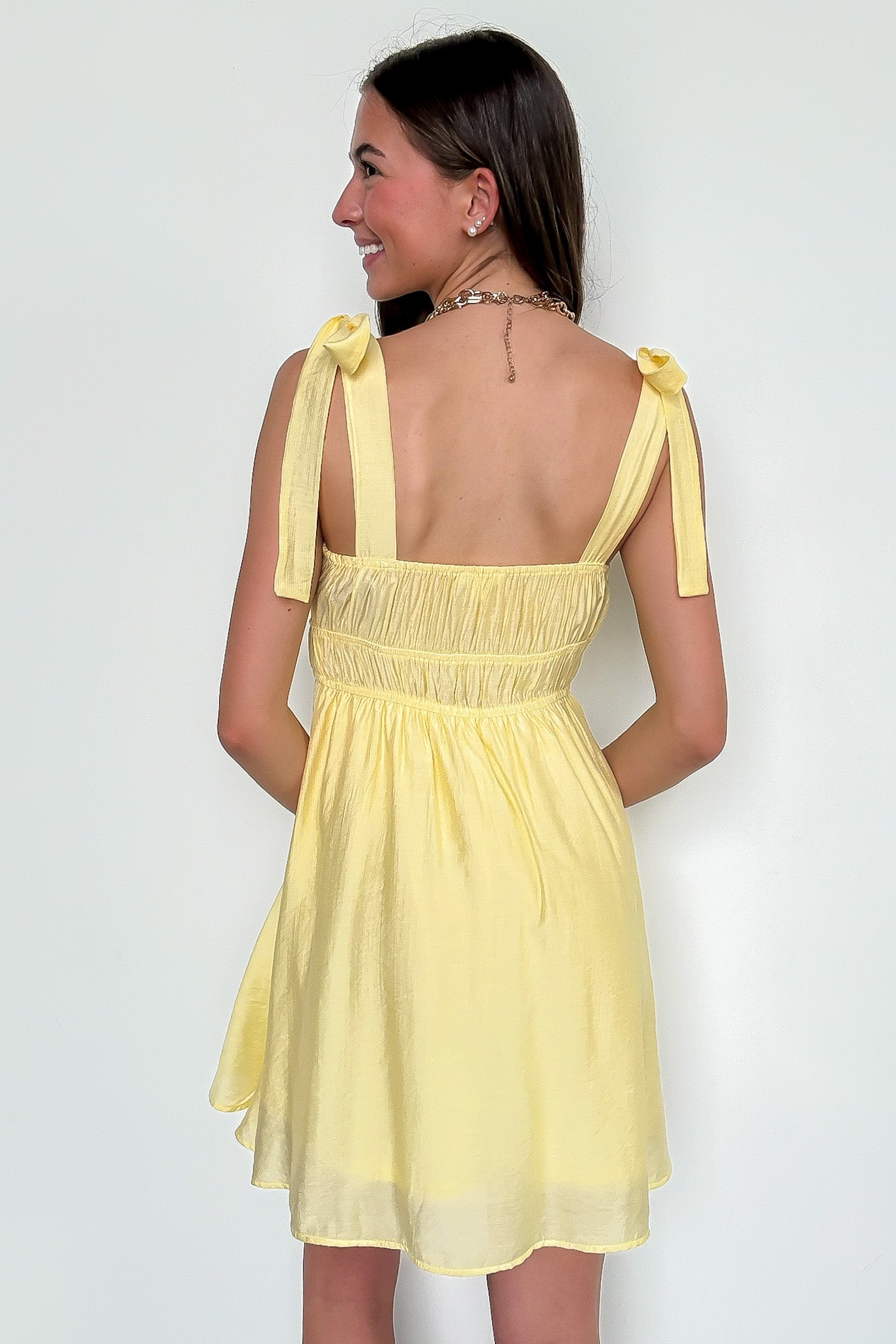 Eyelet Detail Lace Trim Tie Strap Dress