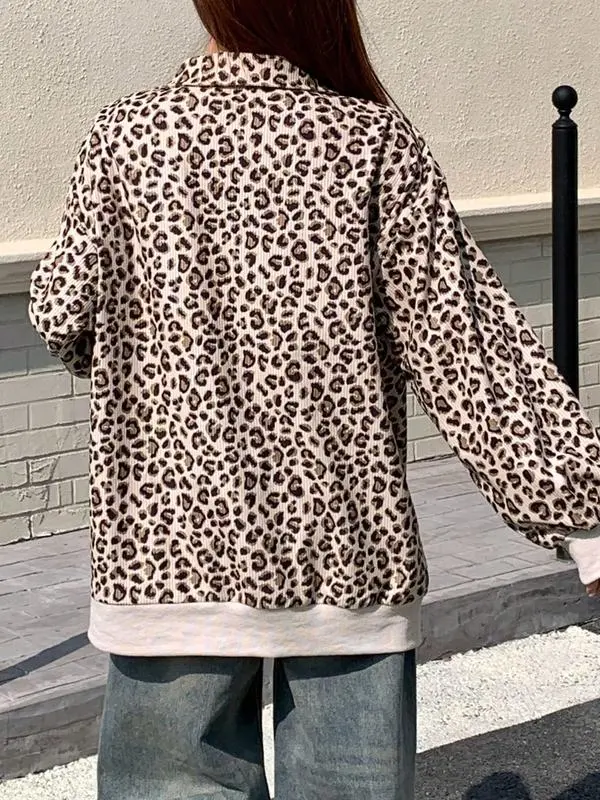 Women's Leopard Print Pullover Hoodie