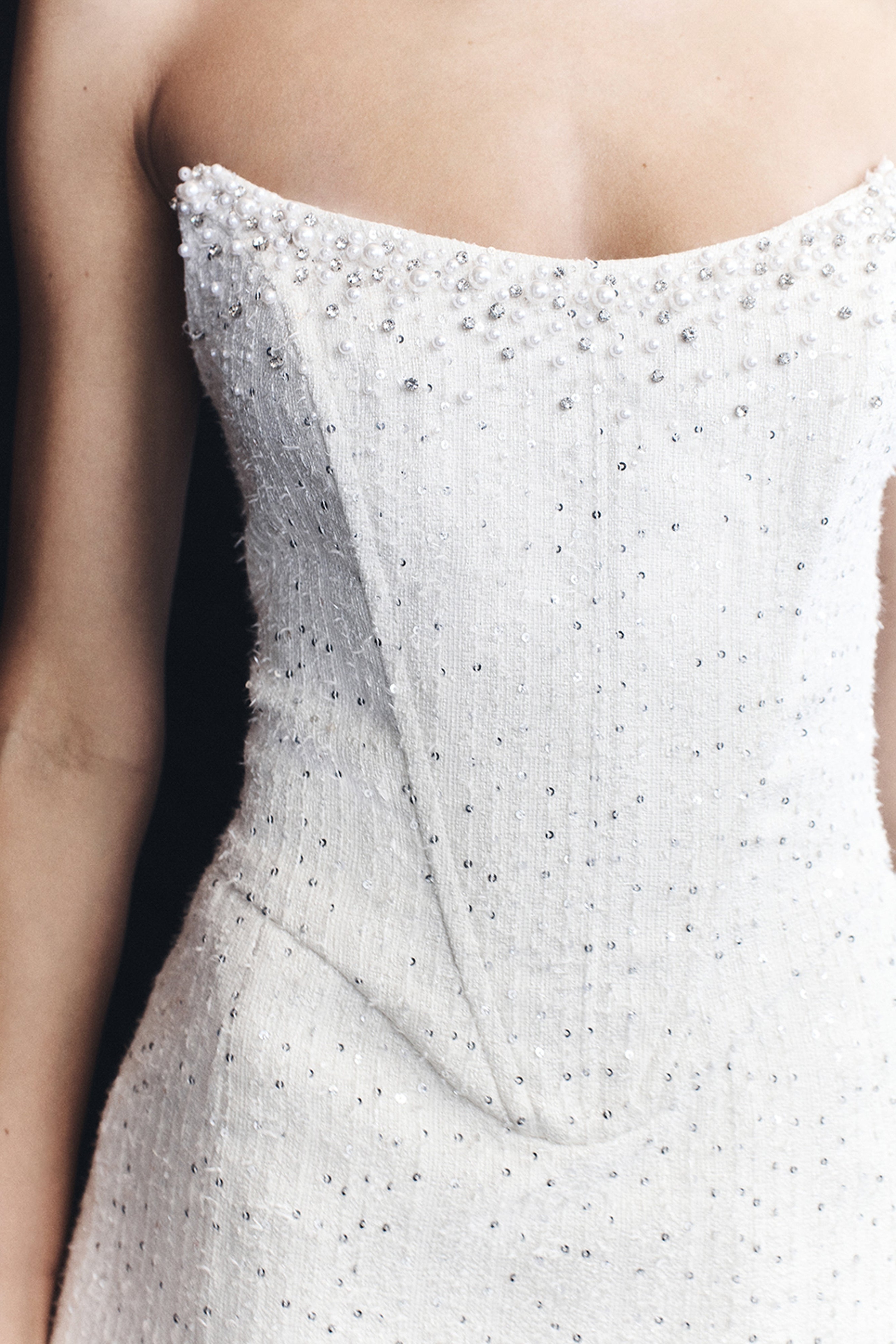 White Tweed Corset Mini Dress