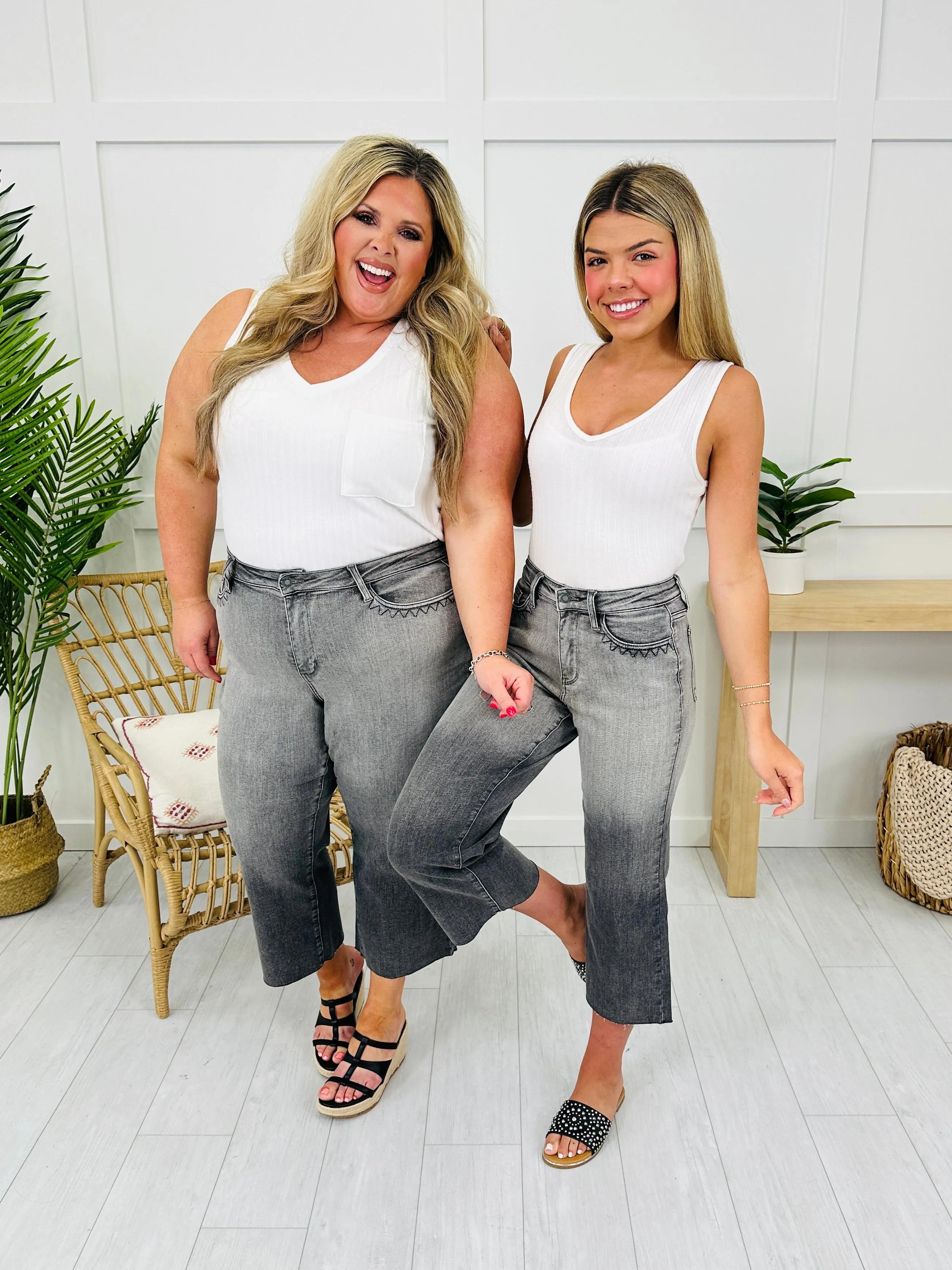 Judy Blue Pocketful of Charm Cropped Wide Leg Jeans