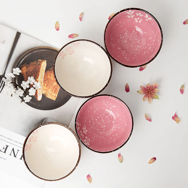 Japanese Flower Blossoms Ceramic Bowl