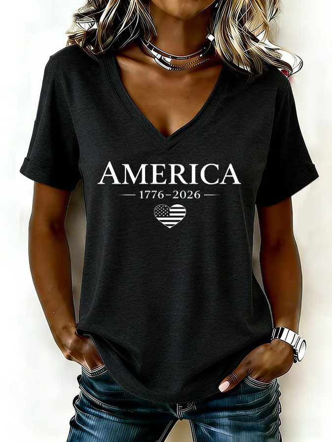 Women's Casual Retro American Anniversary T-Shirt