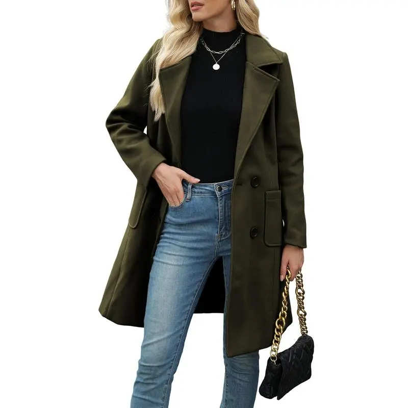 Women Winter Wool Blend Camel Mid-Long Coat