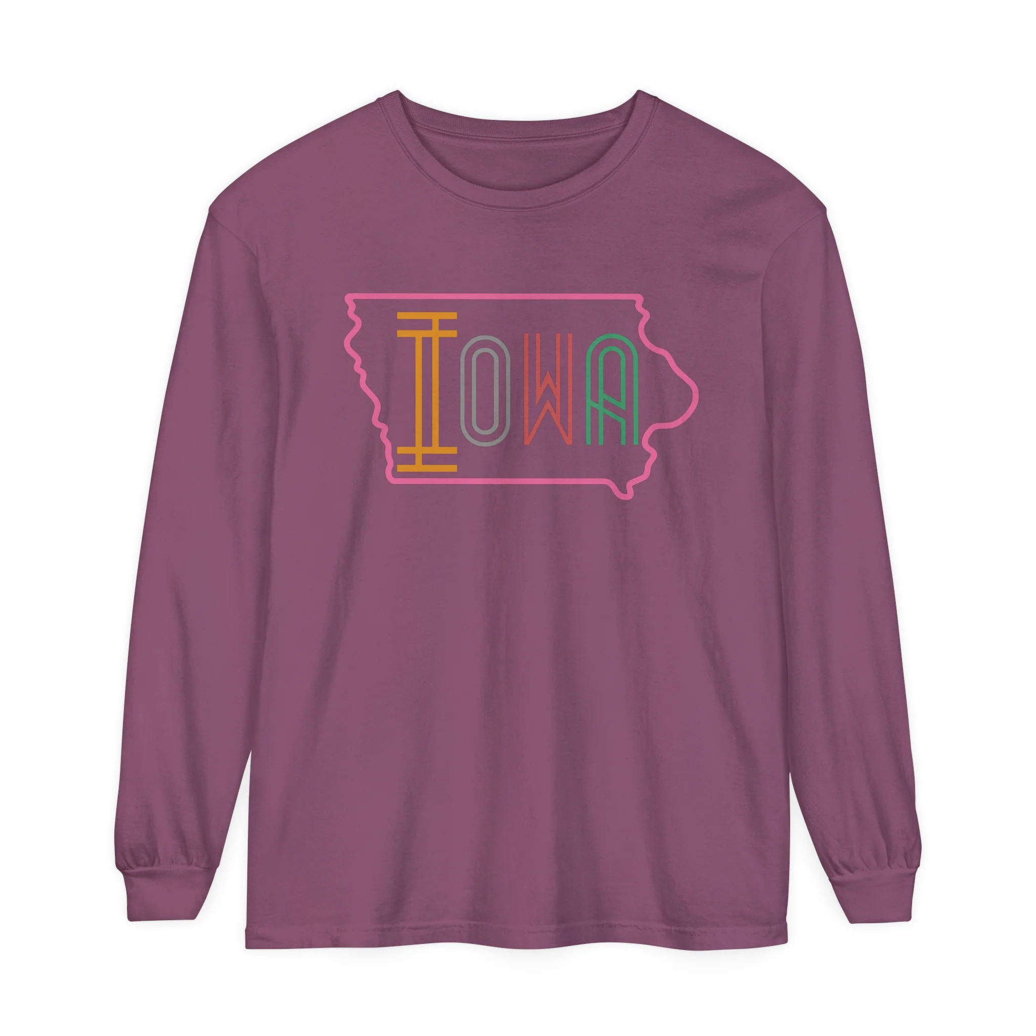 Iowa Pink Unisex Garment-dyed Long Sleeve T-Shirt
