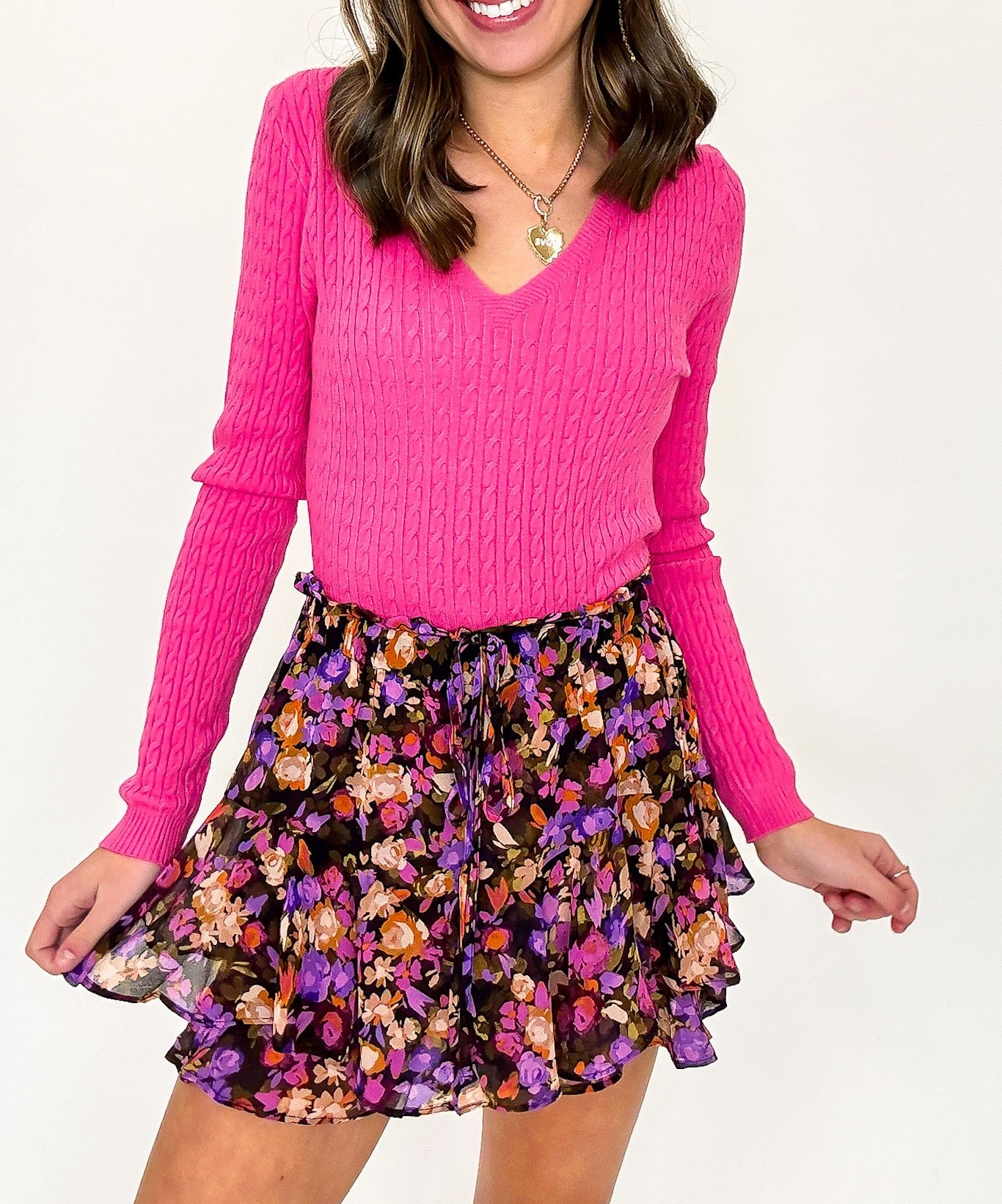 Violet Dreams Floral Flounce Skort