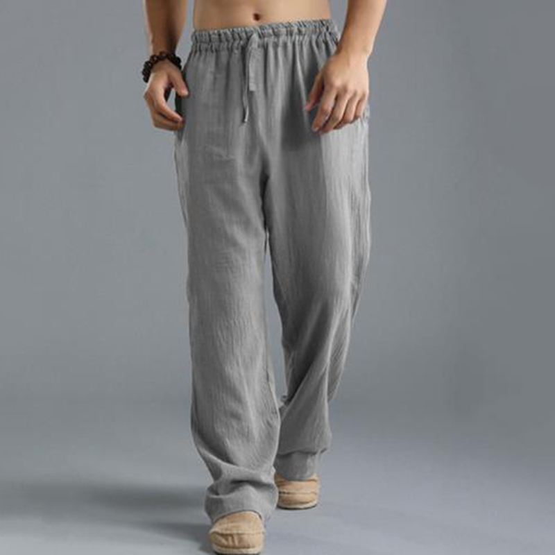 Men'S Vintage Drawstring Casual Cotton Linen Pants
