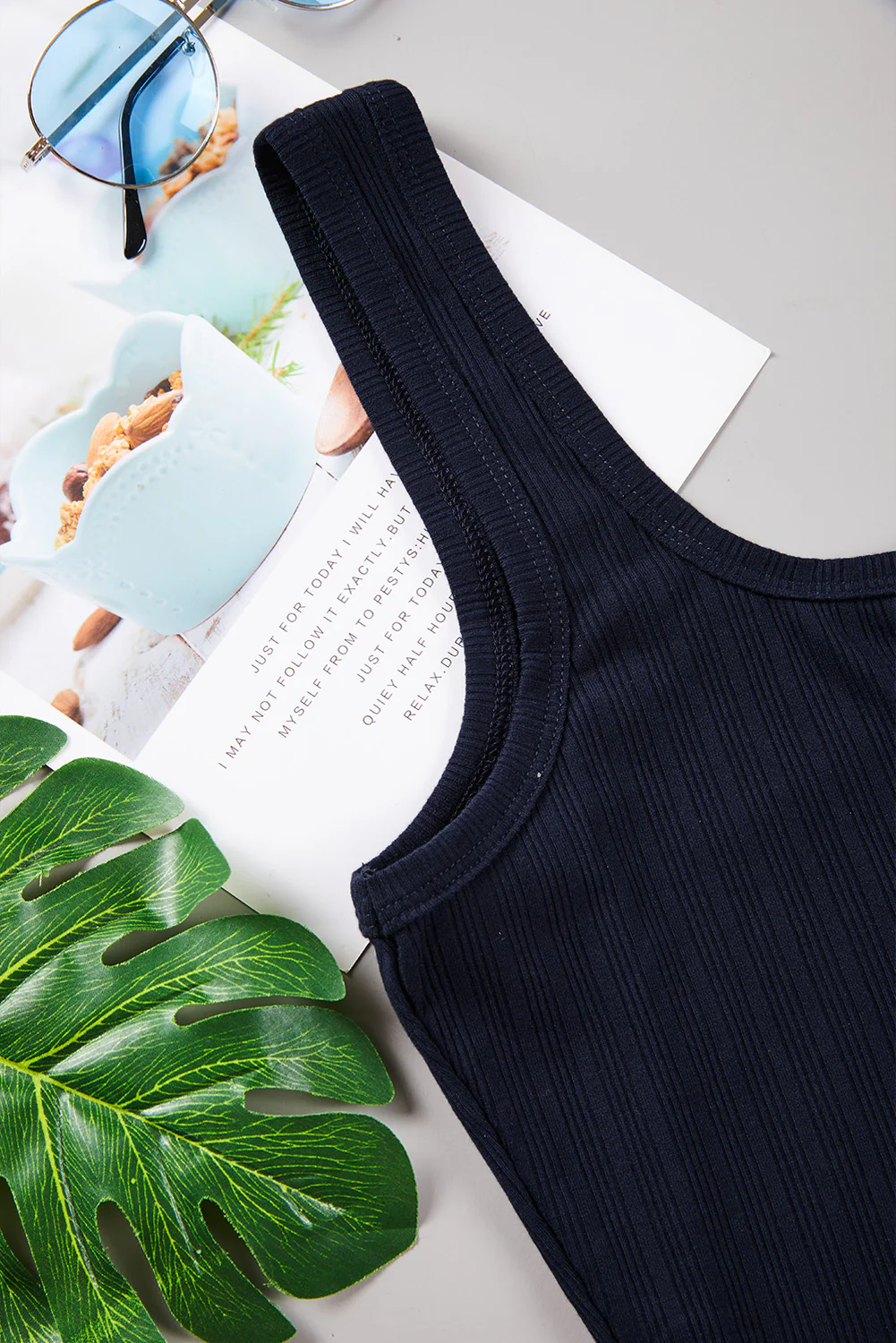 Knit Henley Crop Tank Top