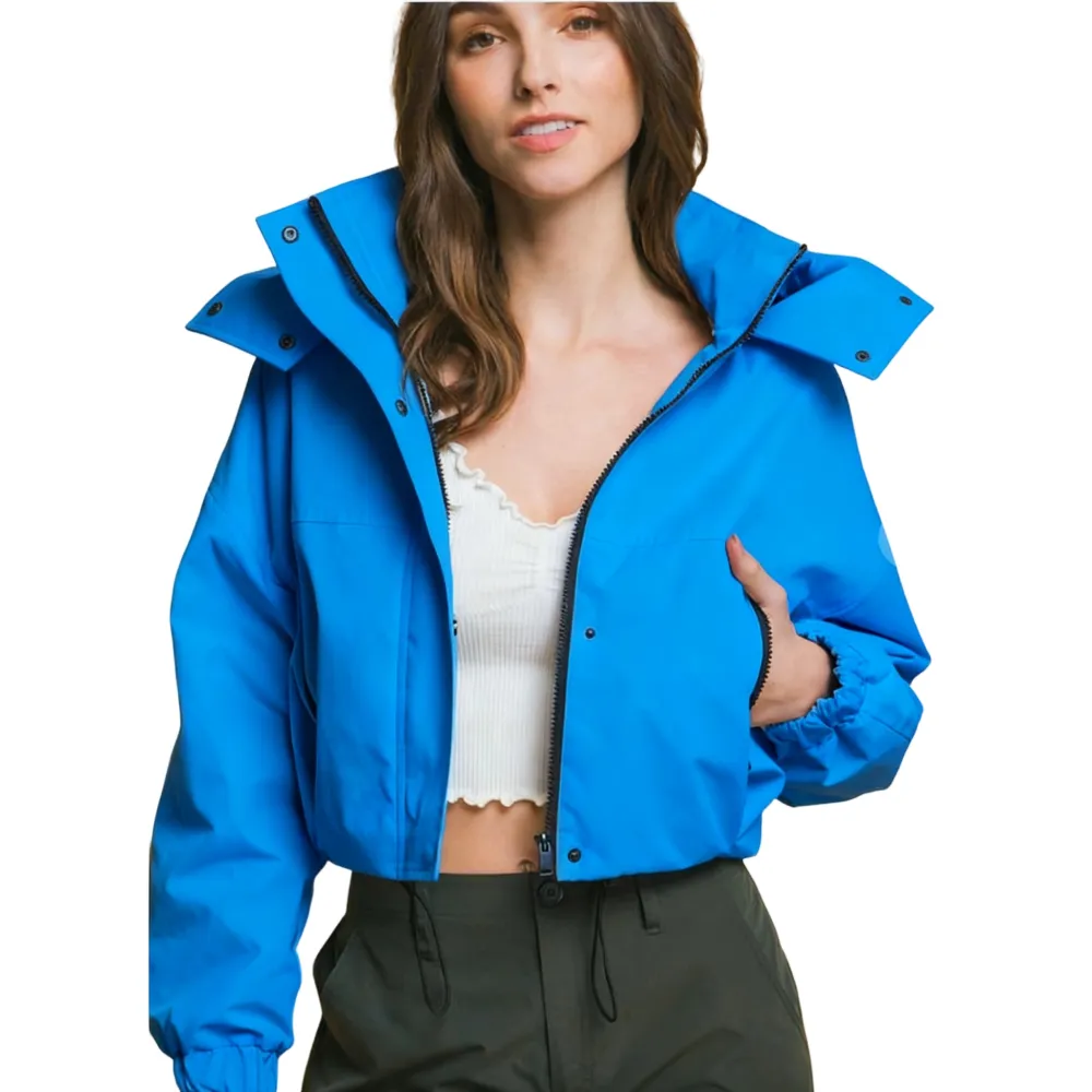 Women's Cropped Hooded Cargo Jacket