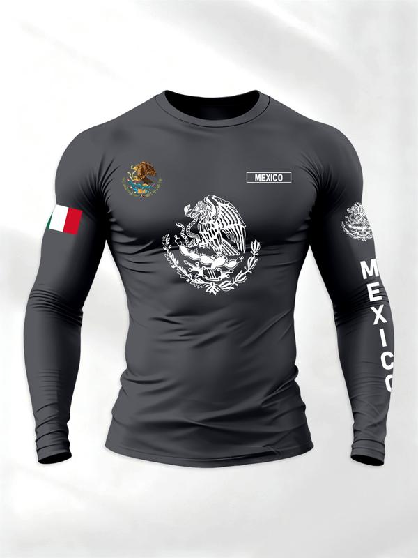 Men’s Long Sleeve Sport T-Shirt with Eagle & Snake Graphic