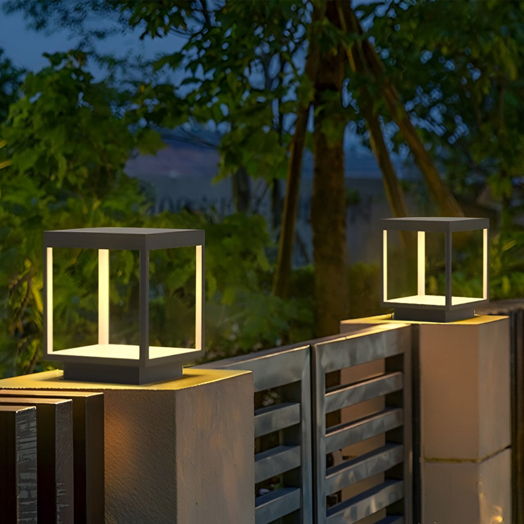 Square Frame Waterproof LED Modern Solar Post Caps Lights Fence Post Lights