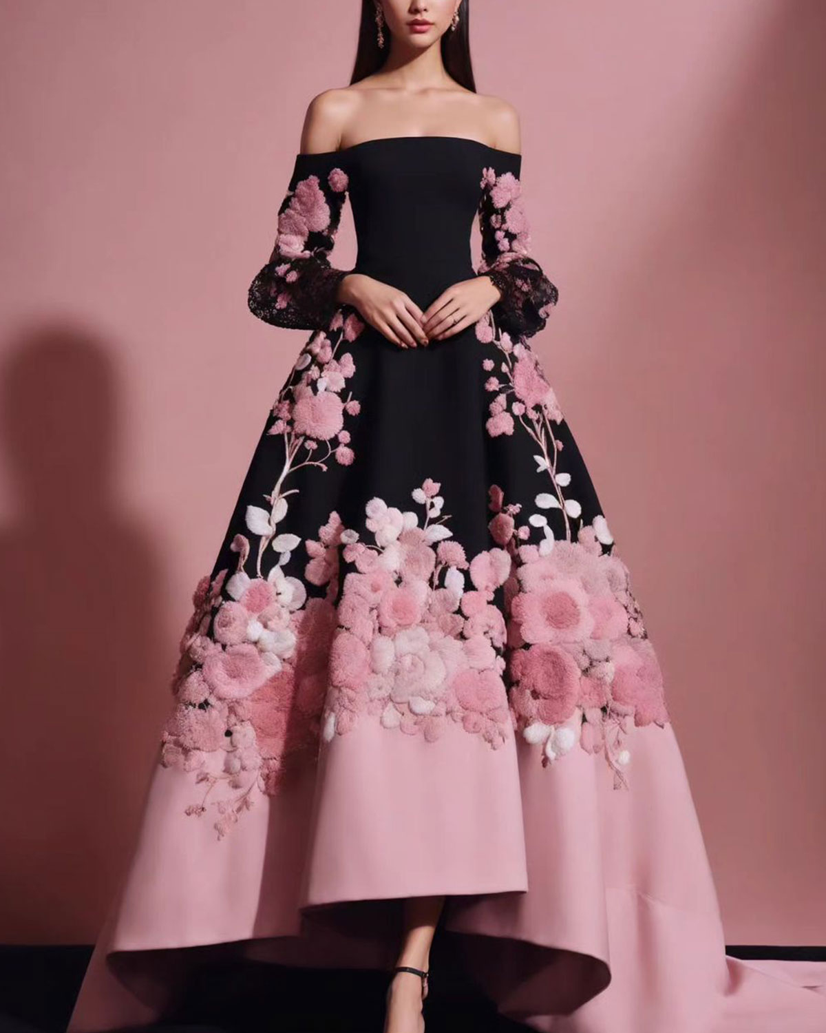 Elegant Embroidered Flower Dress