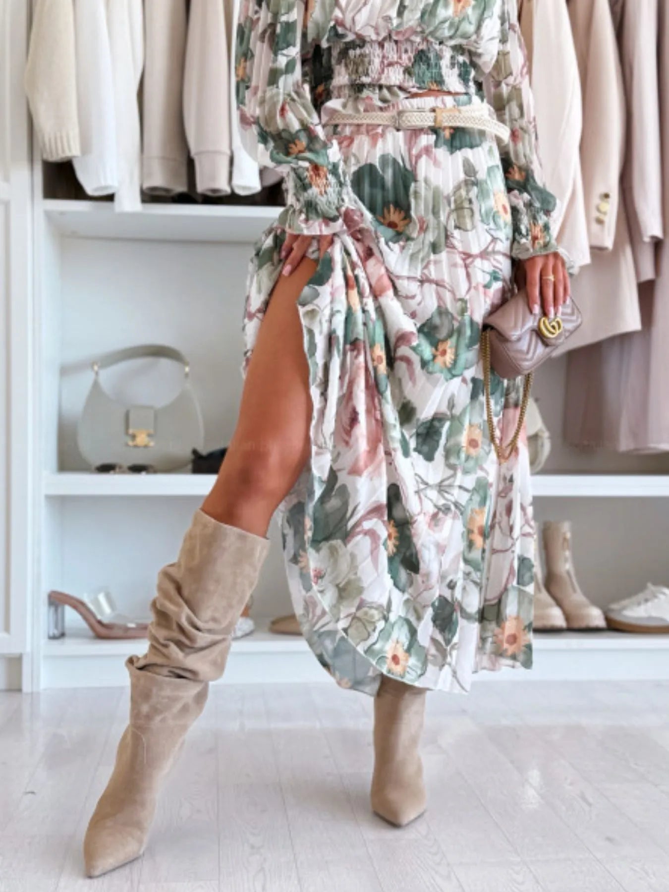 Floral Off-Shoulder Top and Skirt Two-Piece Set