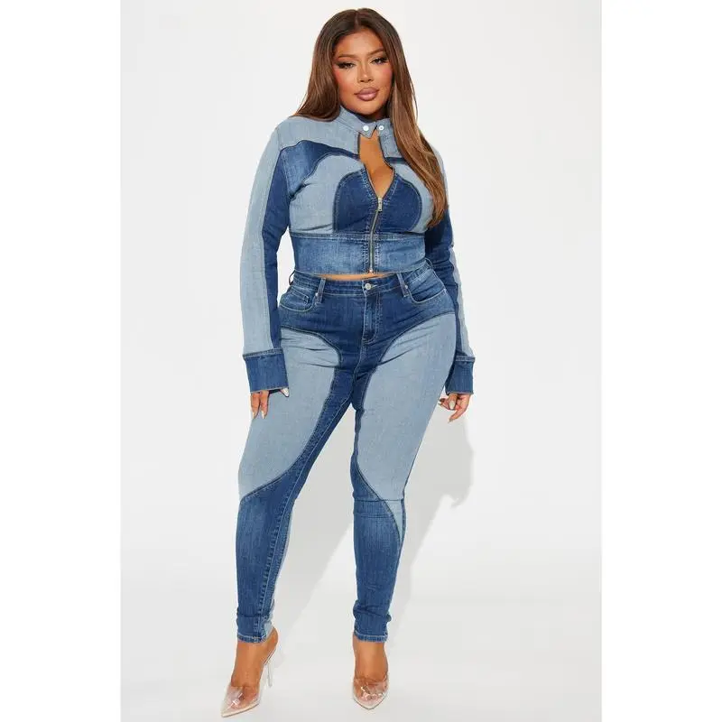 Women's Two Tone Denim Set