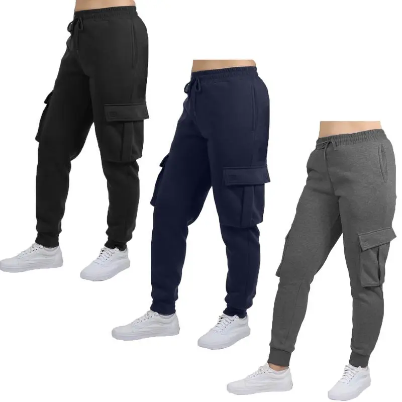 3-Pack Women's Fleece Lined Cargo Jogger Sweatpants