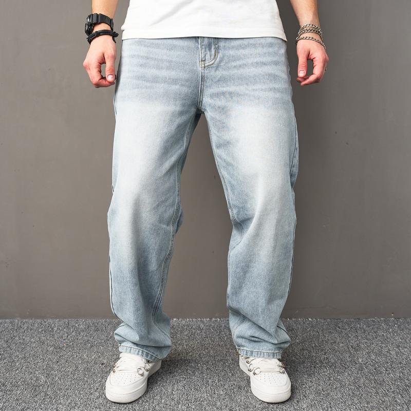 Men’s Loose Fit Cargo Denim Pants — Relaxed Streetwear Style