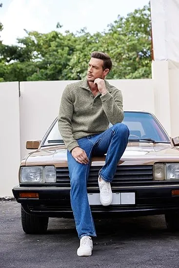 Men's Casual Slim Fit Pullover Sweater Knitted Thermal Sweatshirt.Fleece-lined For Warmth And Wind Protection.Comfortable And Stylish