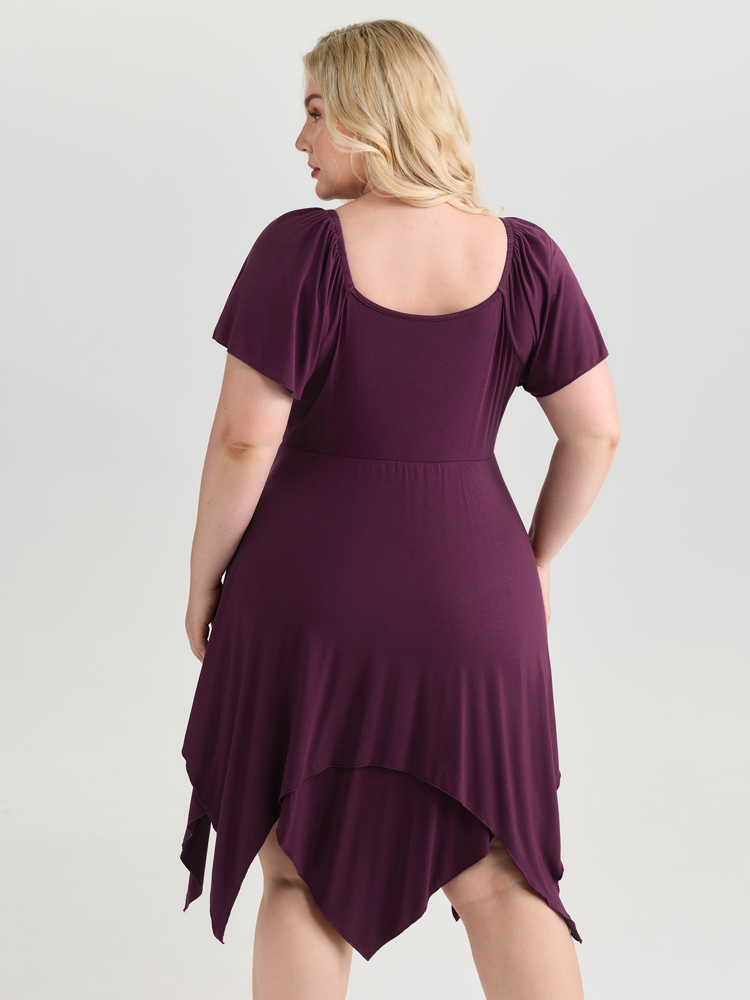 Stretchy Layered Drawstring Midi Dress