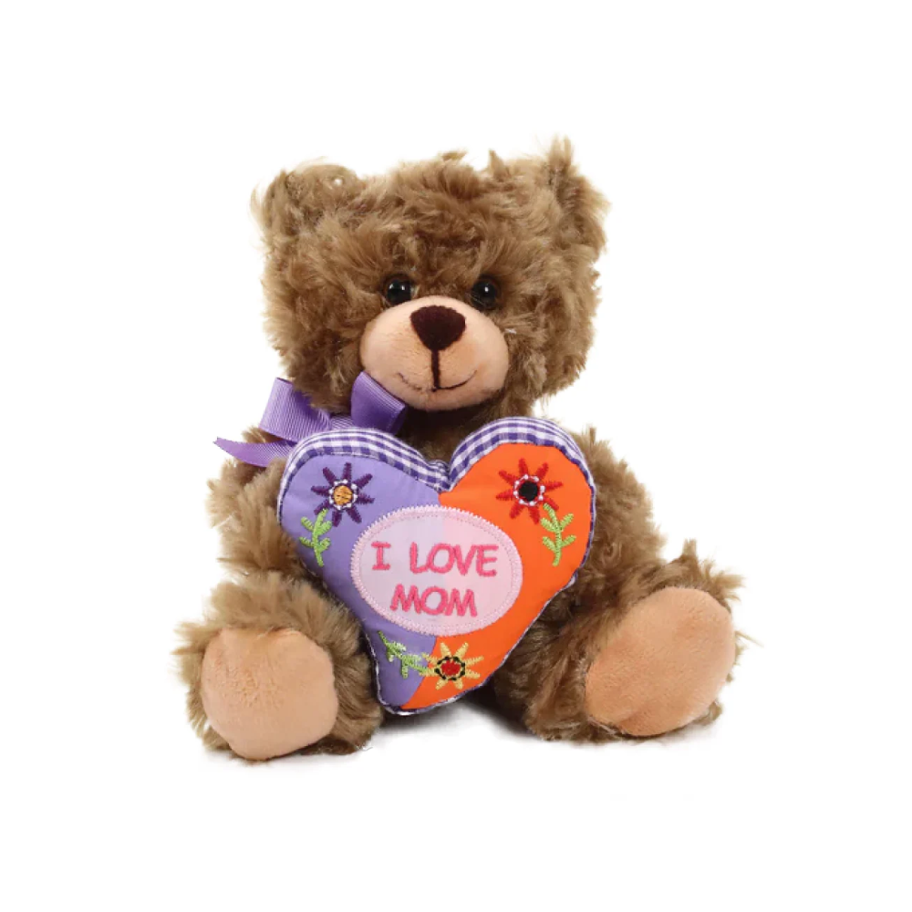 Mocha Bear with Mom Floral Heart 6inch