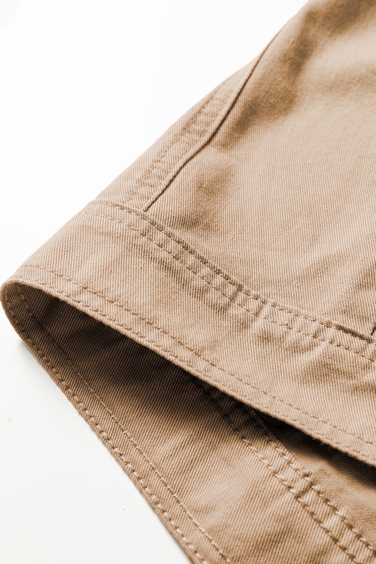 Pale Khaki Ruffled Patchwork Denim Jacket Vest