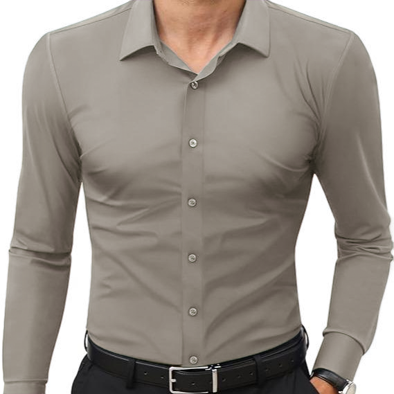 🔥Last Day Promotion!🔥Men’s Stretch Slim-Fit Long Sleeve Dress Shirt