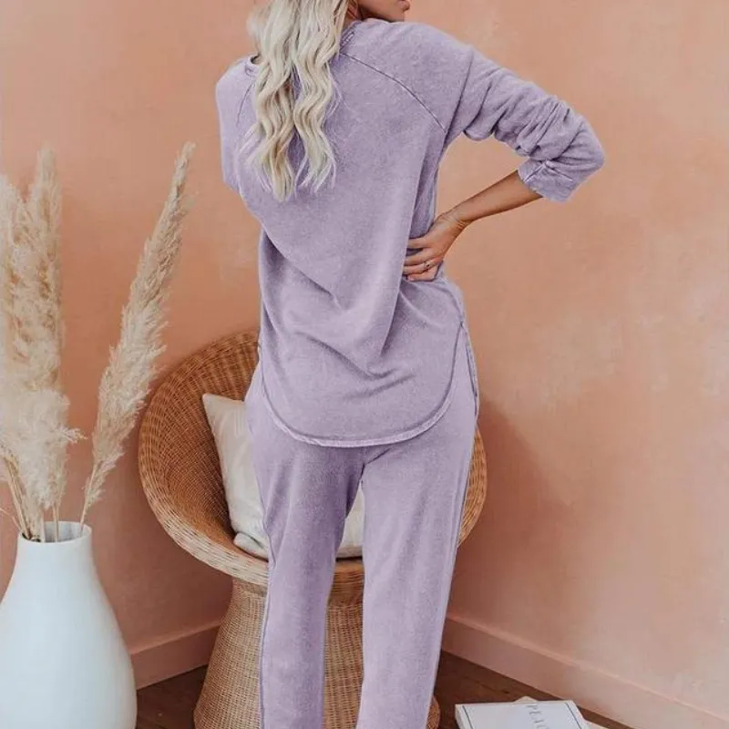 Women's Solid Sweatsuit Set 2 Piece